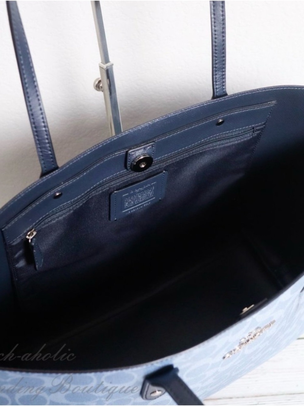 Coach Blue Denim Look Canvas Tote - Picture 6 of 10